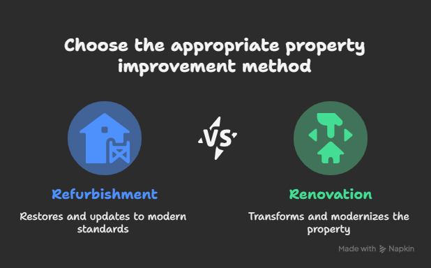 refurbishment vs renovation vs refurnishing