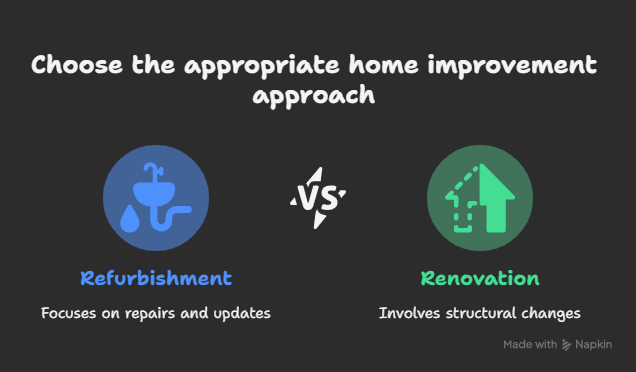 refurbishment vs renovation vs refurnishing
